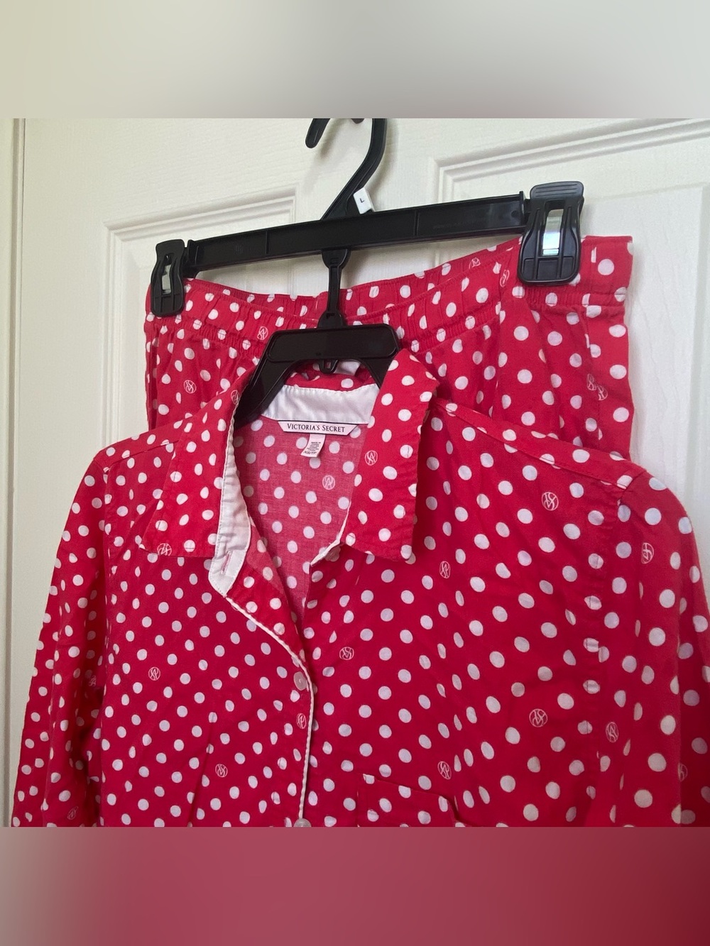 Victoria's Secret Hot Pink and White Polka Dot Pajama Set